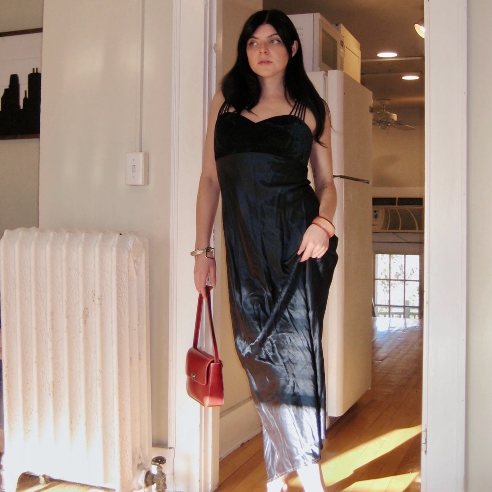 90s All That Jazz Blue Satin Dress